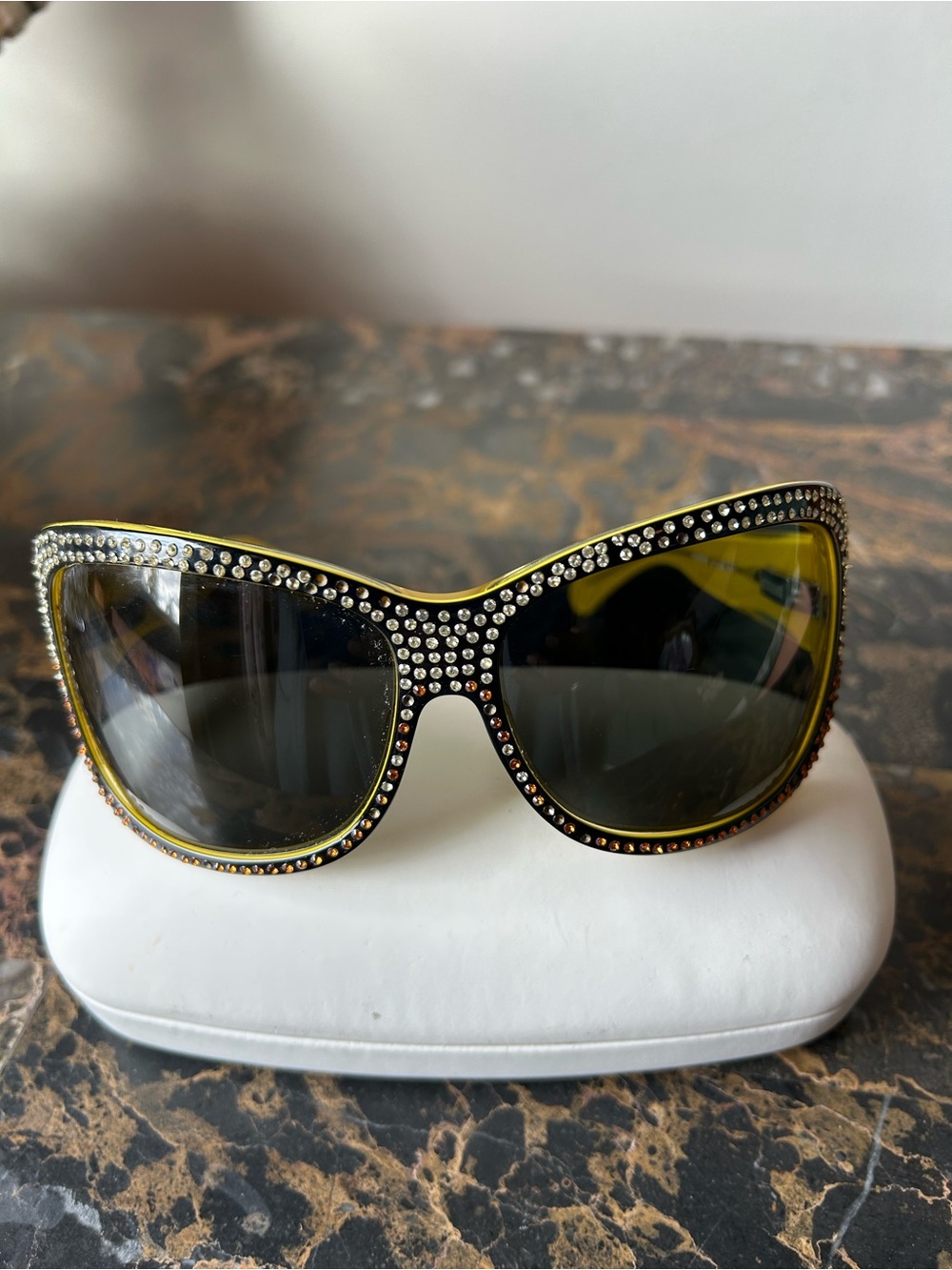 Missoni Black and Yellow Rhinestone Cat-Eye Sunglasses